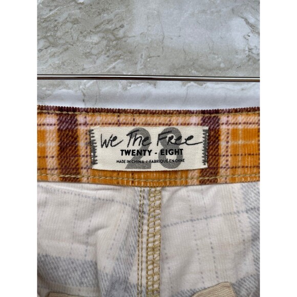 FREE PEOPLE Plaid Float On Flare Corduroy Pants size 28 - Picture 11 of 12